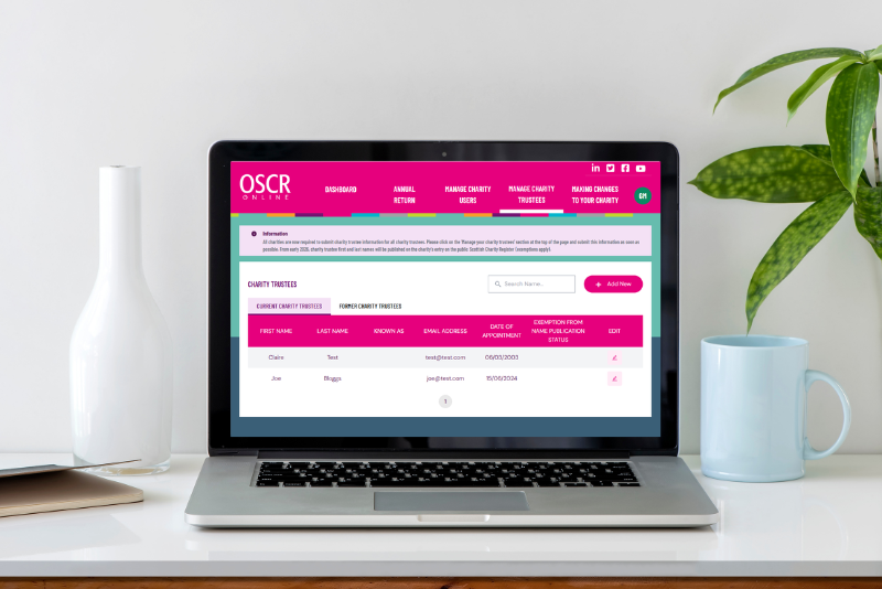 How to add charity trustee information in OSCR Online